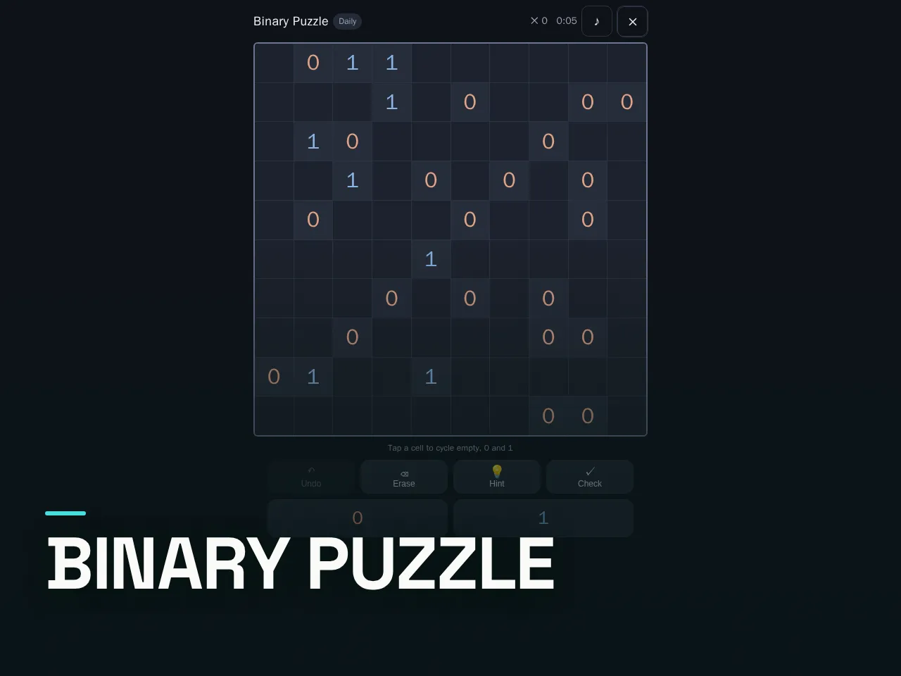 Screenshot of Binary Puzzle